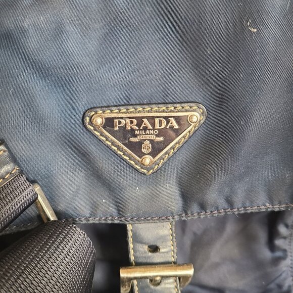 Prada Buckle Messenger Bag Tessuto Small Navy Blue Authentic - Picture 13 of 15